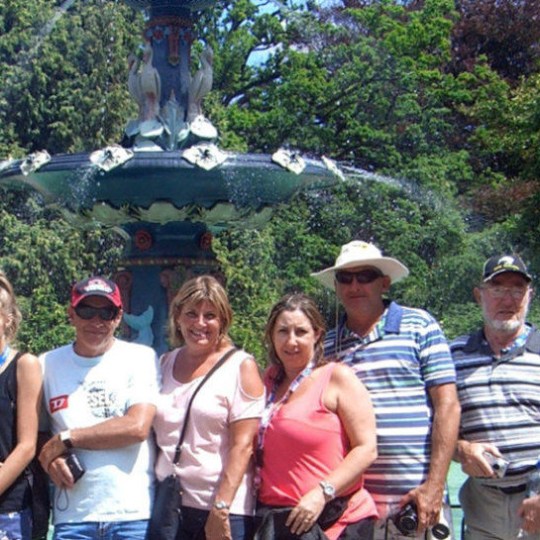 a group of people posing for the camera